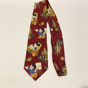 Vintage Mickey Unlimited Mickey Mouse Businessman Tie Money Red 100% Silk Career